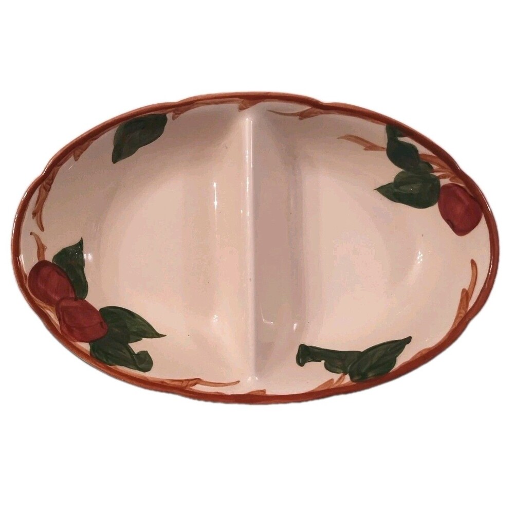 Vintage Franciscan Apple Pattern Dinnerware Oval Divided Vegetable Dish 11"